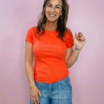 Sunset Ribbed Fitted Tee ( 5 Colors ) - Jessi Jayne Boutique