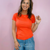 Sunset Ribbed Fitted Tee ( 5 Colors ) - Jessi Jayne Boutique