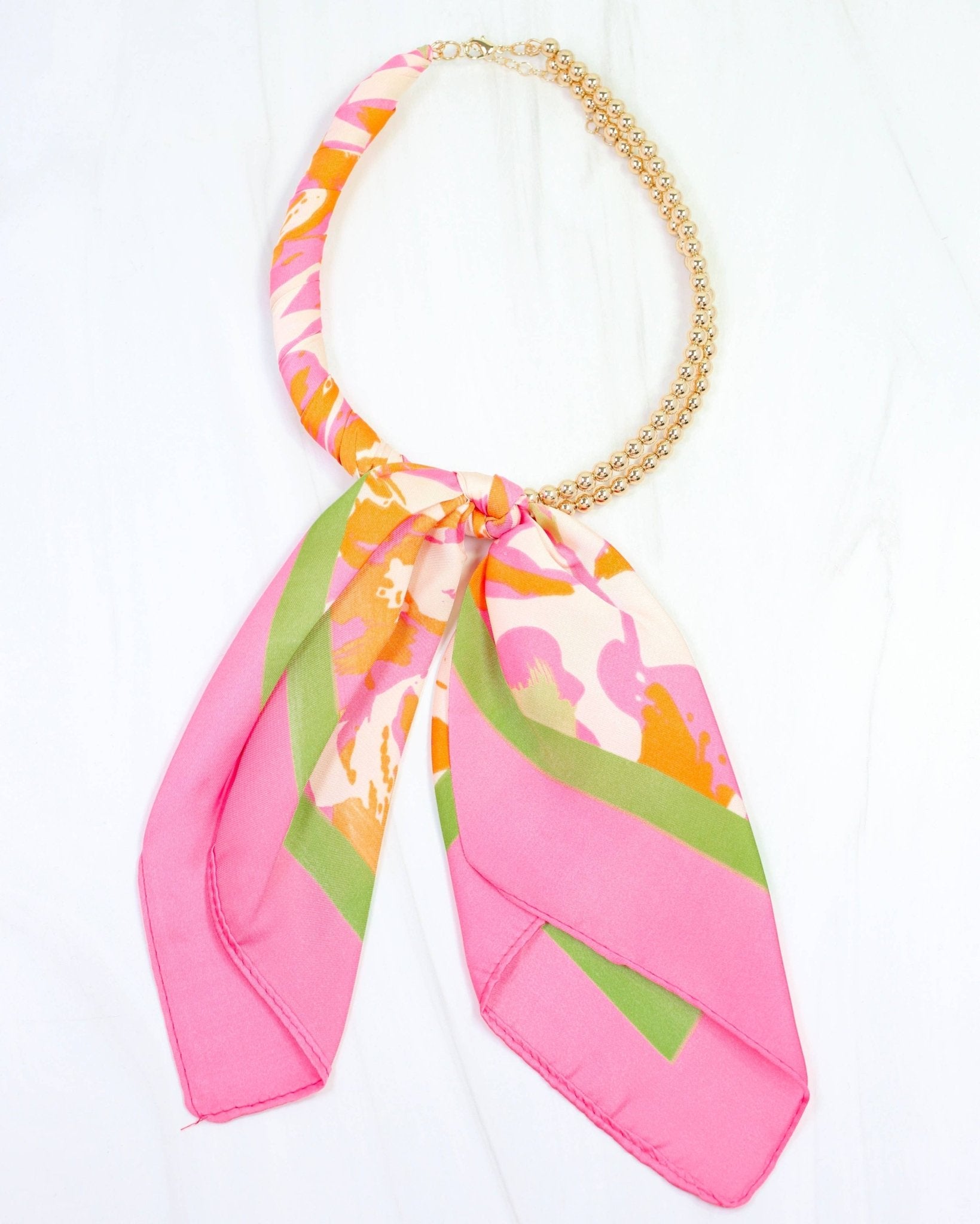 Laya Beaded Scarf Collar Necklace Pink Multi - Jessi Jayne Boutique