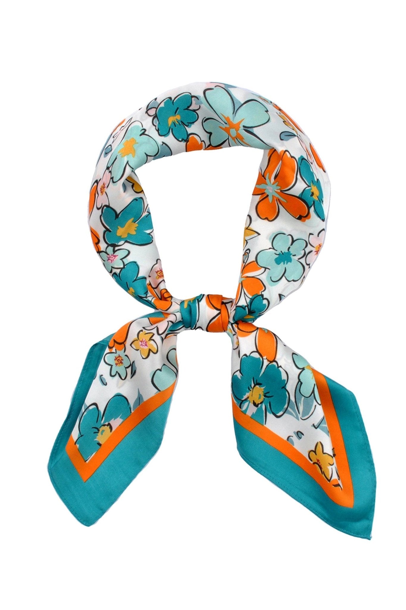 Kendall Floral Print Scarf Teal - Jessi Jayne Boutique