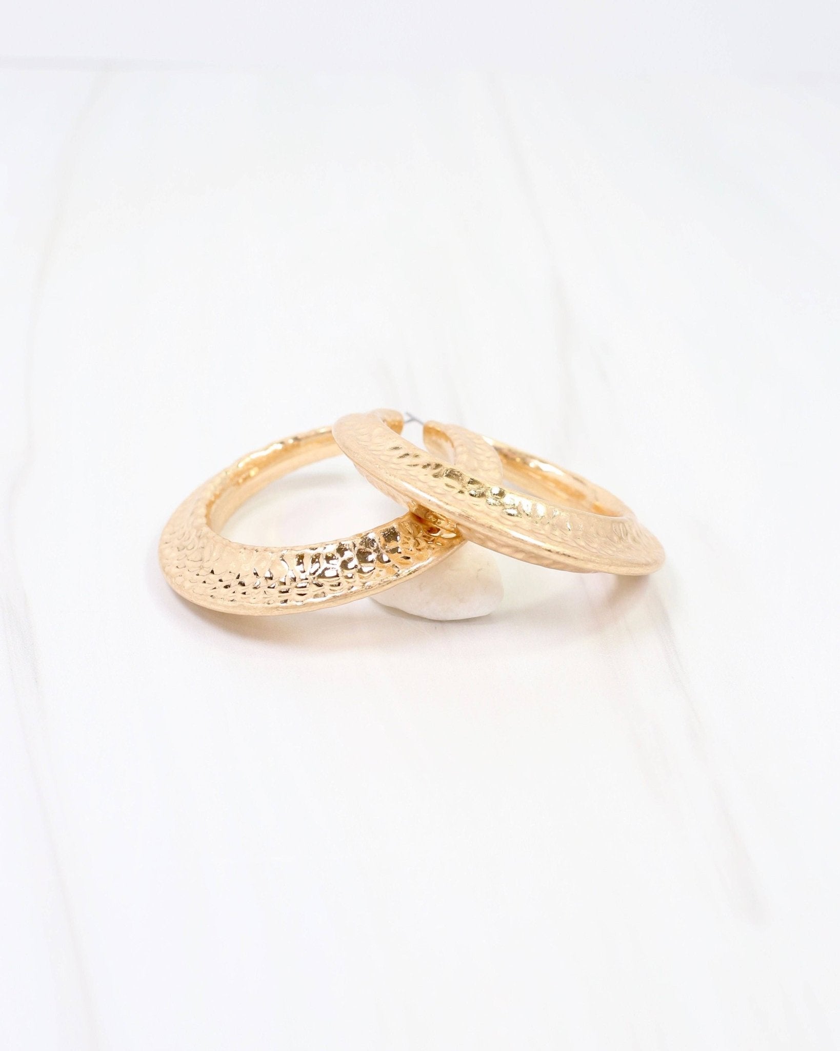 Greensboro Hammered Hoop Earring Worn Gold - Jessi Jayne Boutique