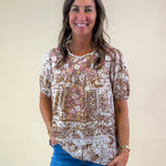 Desert Bloom Mixed Print Top - Jessi Jayne Boutique
