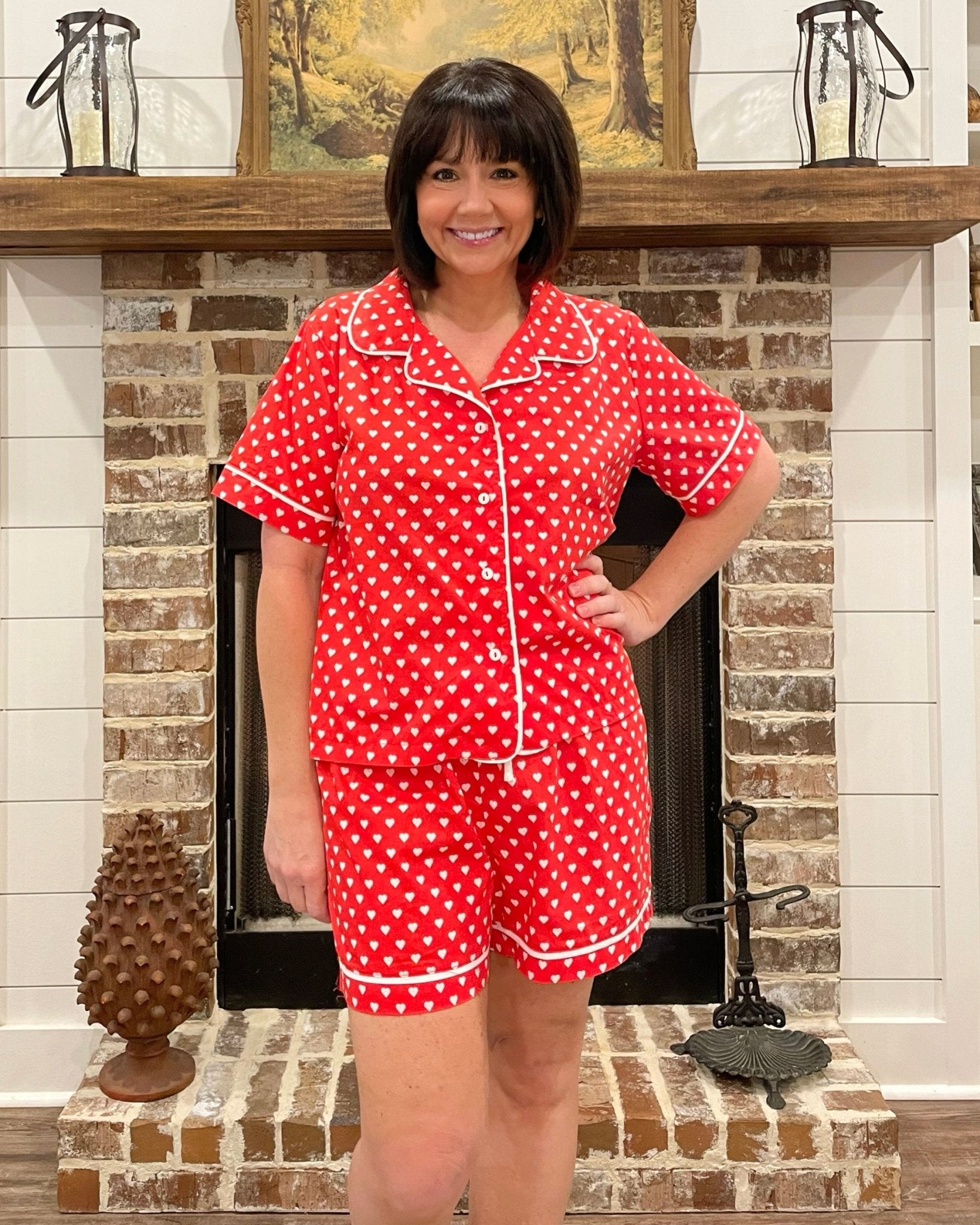 Heart To Heart Shorts Pajama Set - Jessi Jayne Boutique