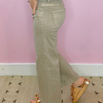 Taupe Babe Tummy - Control Wide - Leg Crop Risen Jeans - Jessi Jayne Boutique