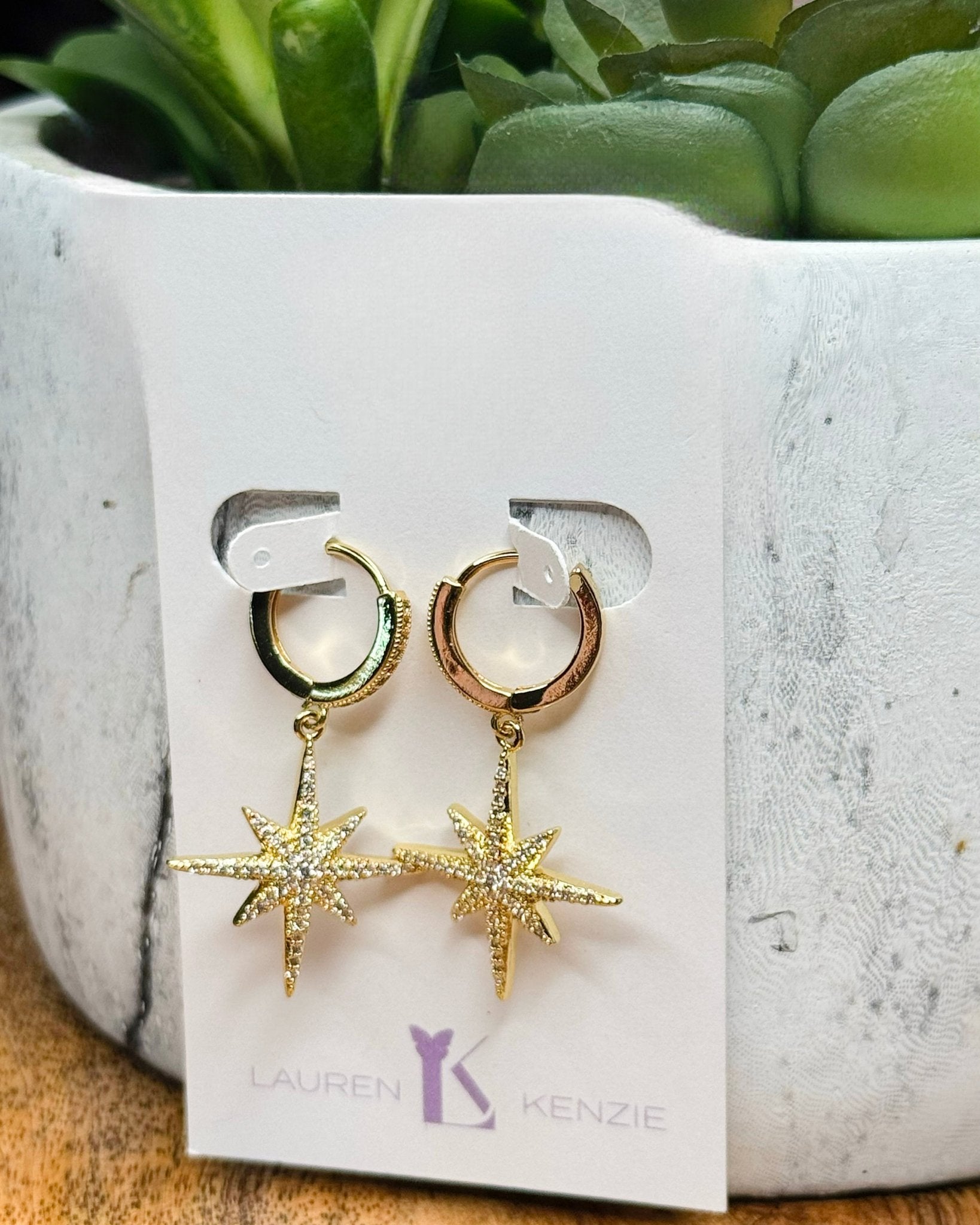 Lauren Kenzie Starburst Huggie Hoops - Jessi Jayne Boutique