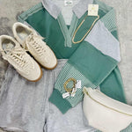 Sage Stripes Mixed Media Top - Jessi Jayne Boutique