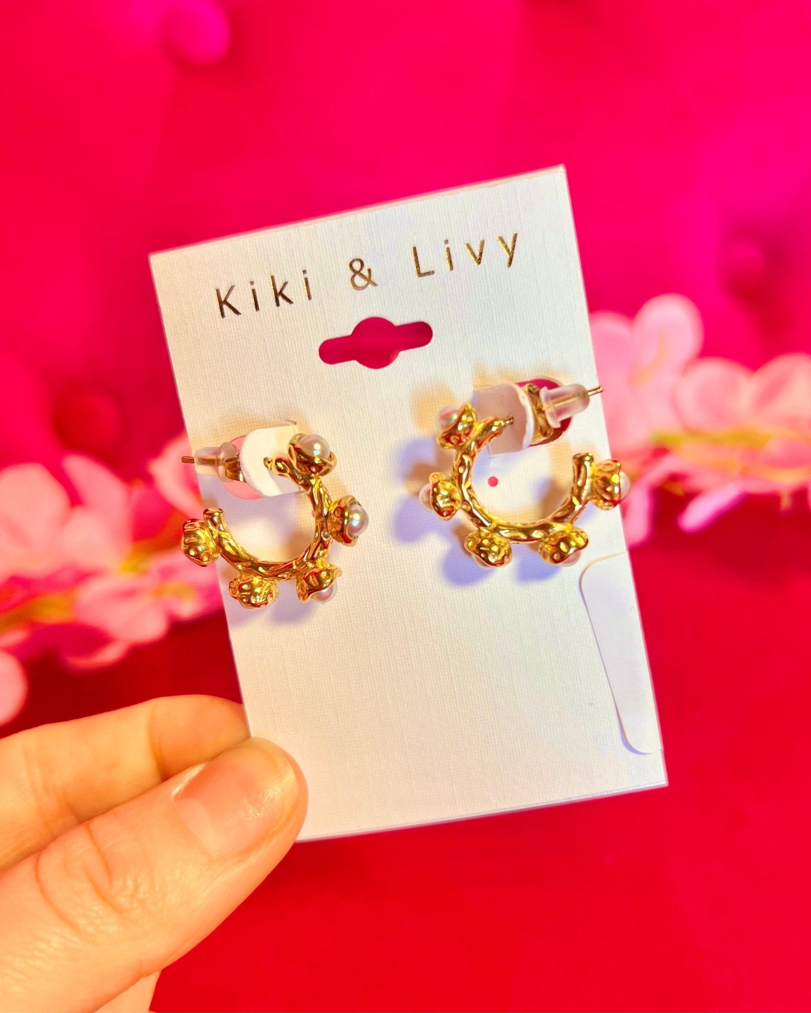 Kiki & Livy Dainty Pearl With Clear Stone Hoops - Jessi Jayne Boutique