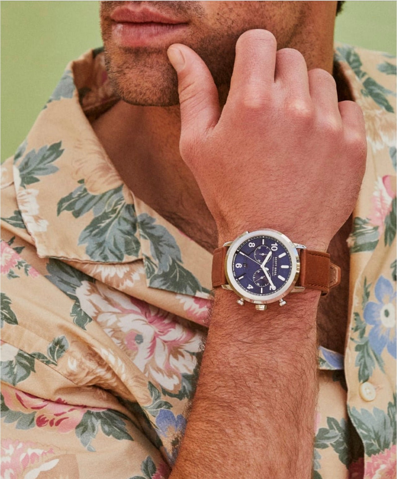 Scott Bros Evan’s Stainless Steel 44mm Field Watch in Blue - By Kendra Scott - Jessi Jayne Boutique
