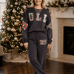 Holly Jolly Patch Charcoal Sweatshirt - Jessi Jayne Boutique