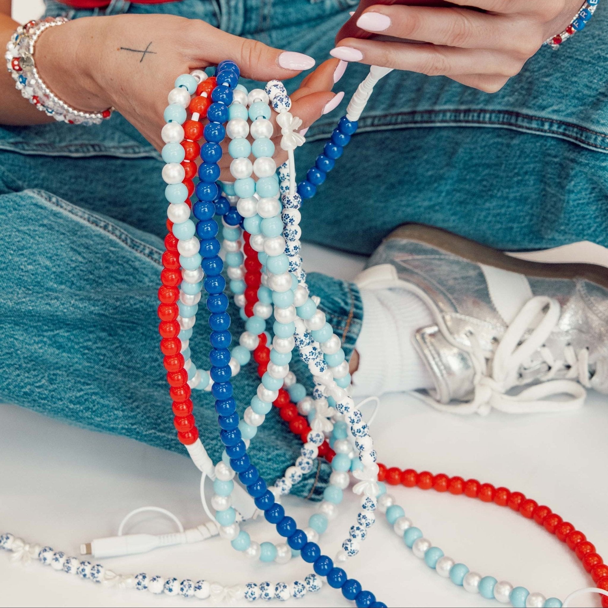 Beaded Phone Charger Blueberry - Jessi Jayne Boutique