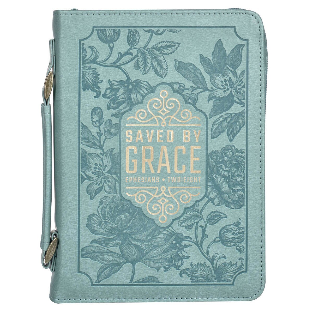 Saved by Grace Teal Faux Leather Fashion Bible Cover - Ephesians 2:8 - Jessi Jayne Boutique
