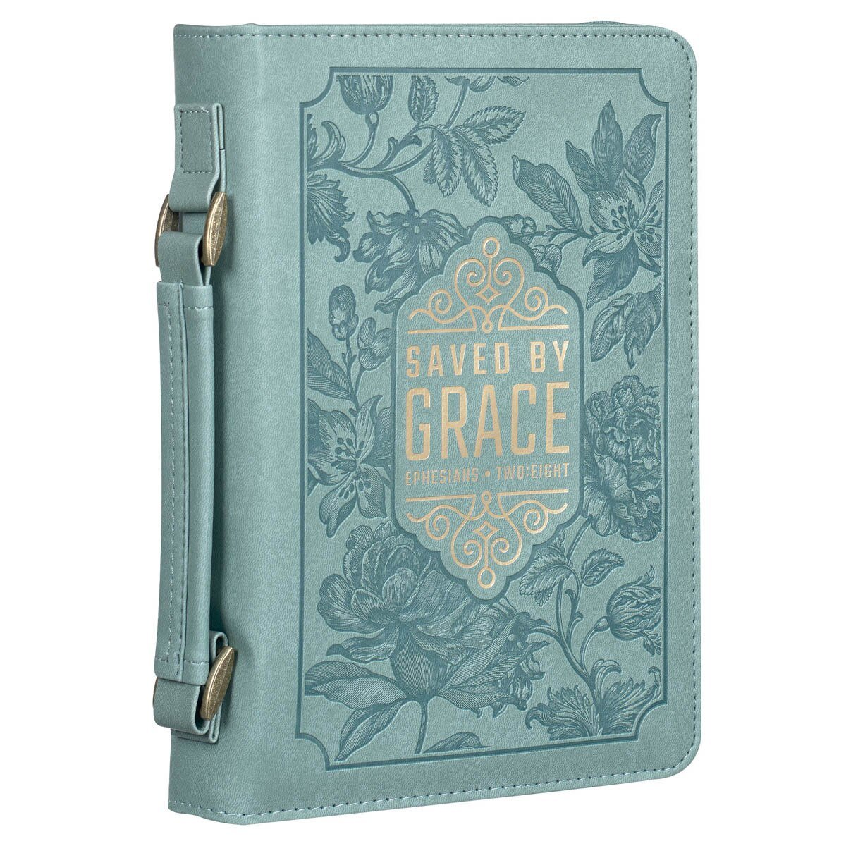 Saved by Grace Teal Faux Leather Fashion Bible Cover - Ephesians 2:8 - Jessi Jayne Boutique
