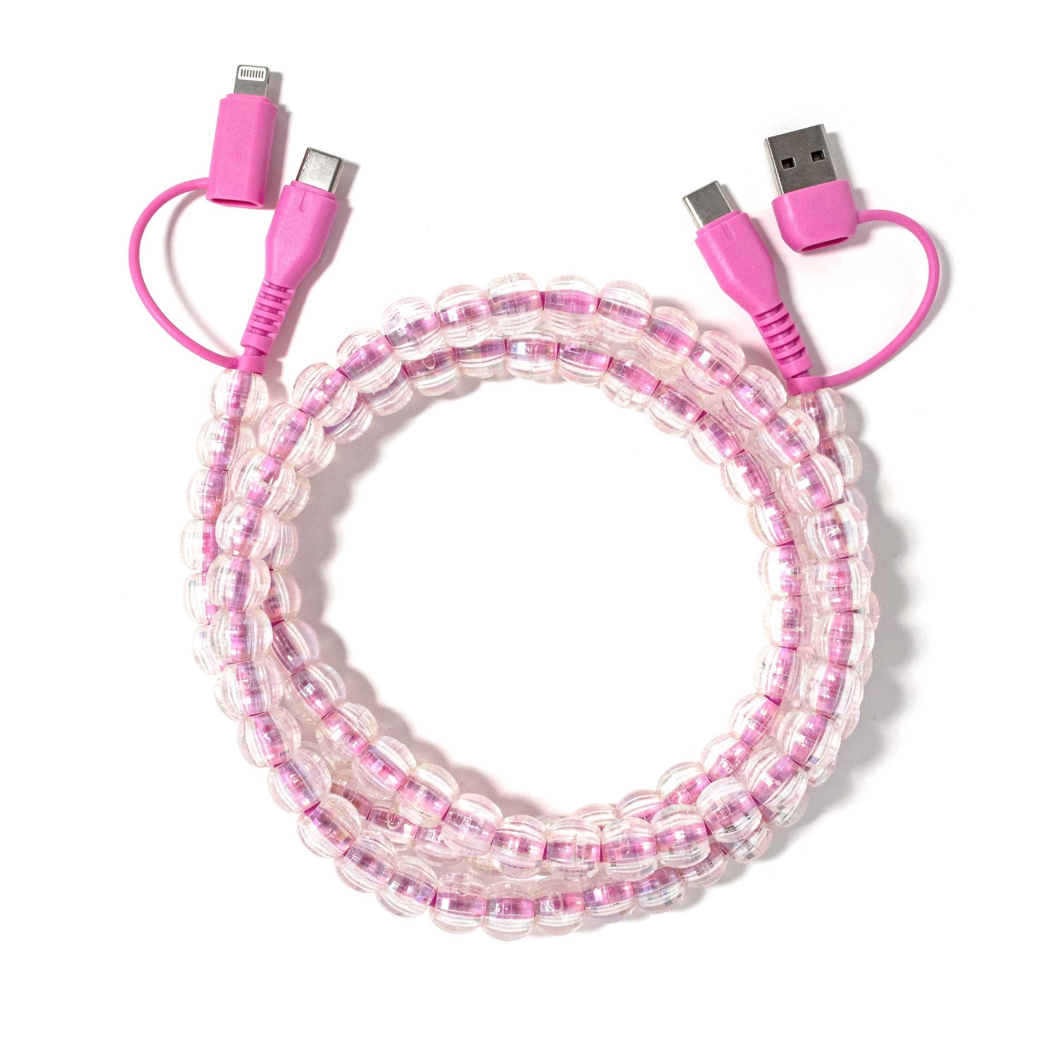 Beaded Phone Charger Bubbles Pink - Jessi Jayne Boutique