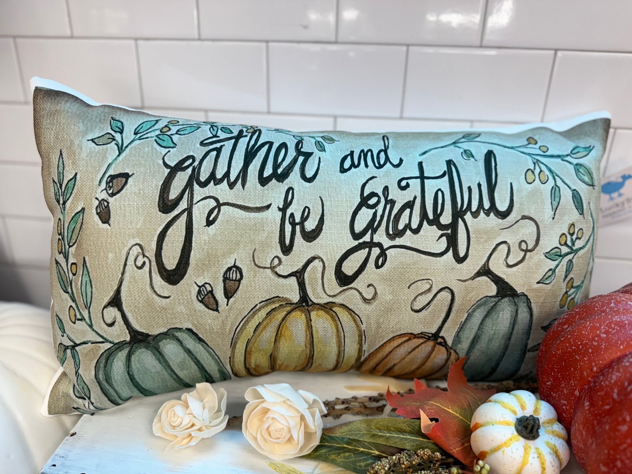 Daron's Gather & Be Grateful Lumbar 14x24 Pillow - Jessi Jayne Boutique