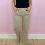 Taupe Babe Tummy - Control Wide - Leg Crop Risen Jeans - Jessi Jayne Boutique