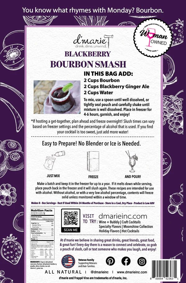 Blackberry Bourbon Smash Craft Cocktail Slush Mix - Jessi Jayne Boutique