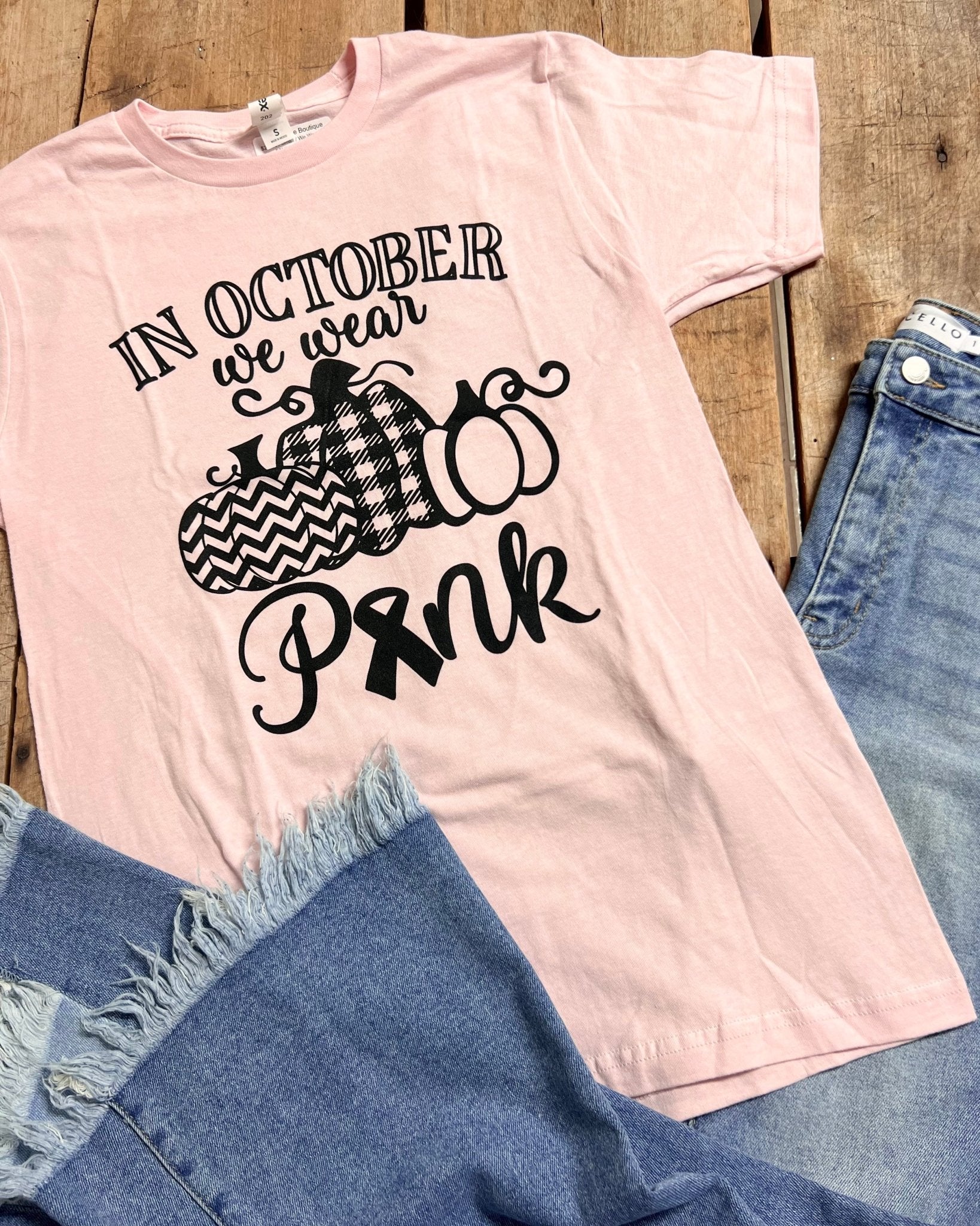In October We Wear Pink Soft Graphic Tee - Jessi Jayne Boutique