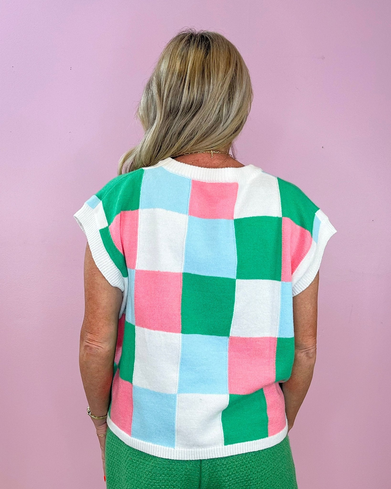 Candy Pop Checkered Sweater Vest - Jessi Jayne Boutique