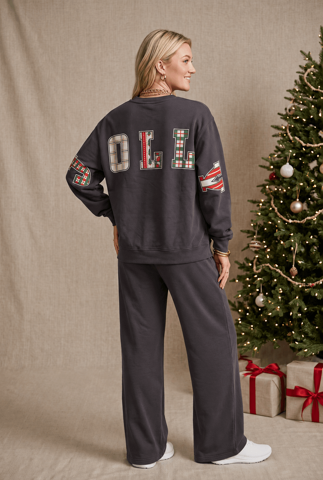Holly Jolly Patch Charcoal Sweatshirt - Jessi Jayne Boutique