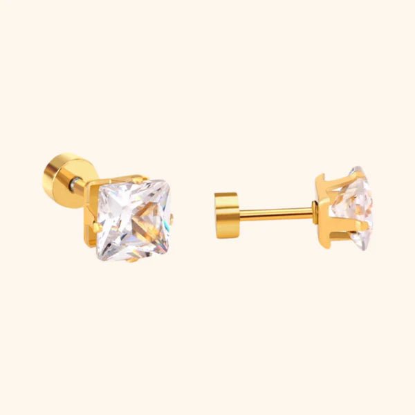 Pressie Prism Studs Gold Clear - Jessi Jayne Boutique