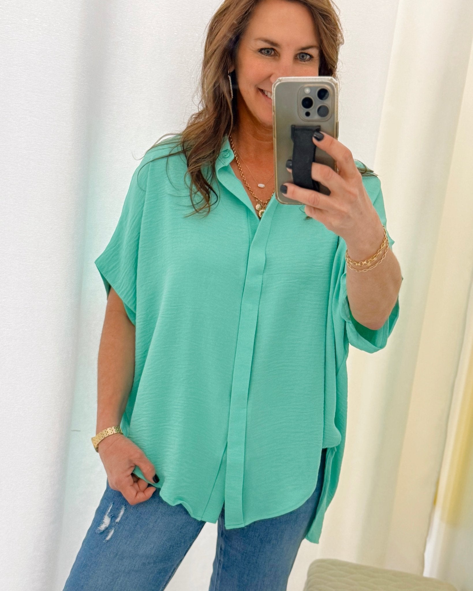 Easy Flow Oversized Button - Up Top - Jessi Jayne Boutique