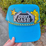 Summer Renee Trucker Hat With Chain Johnny Cash Blue - Jessi Jayne Boutique