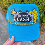 Summer Renee Trucker Hat With Chain Johnny Cash Blue - Jessi Jayne Boutique