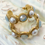 Willow Gold Heavy Pearl & Blue Stone Earrings - Jessi Jayne Boutique