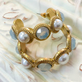 Willow Gold Heavy Pearl & Blue Stone Earrings - Jessi Jayne Boutique