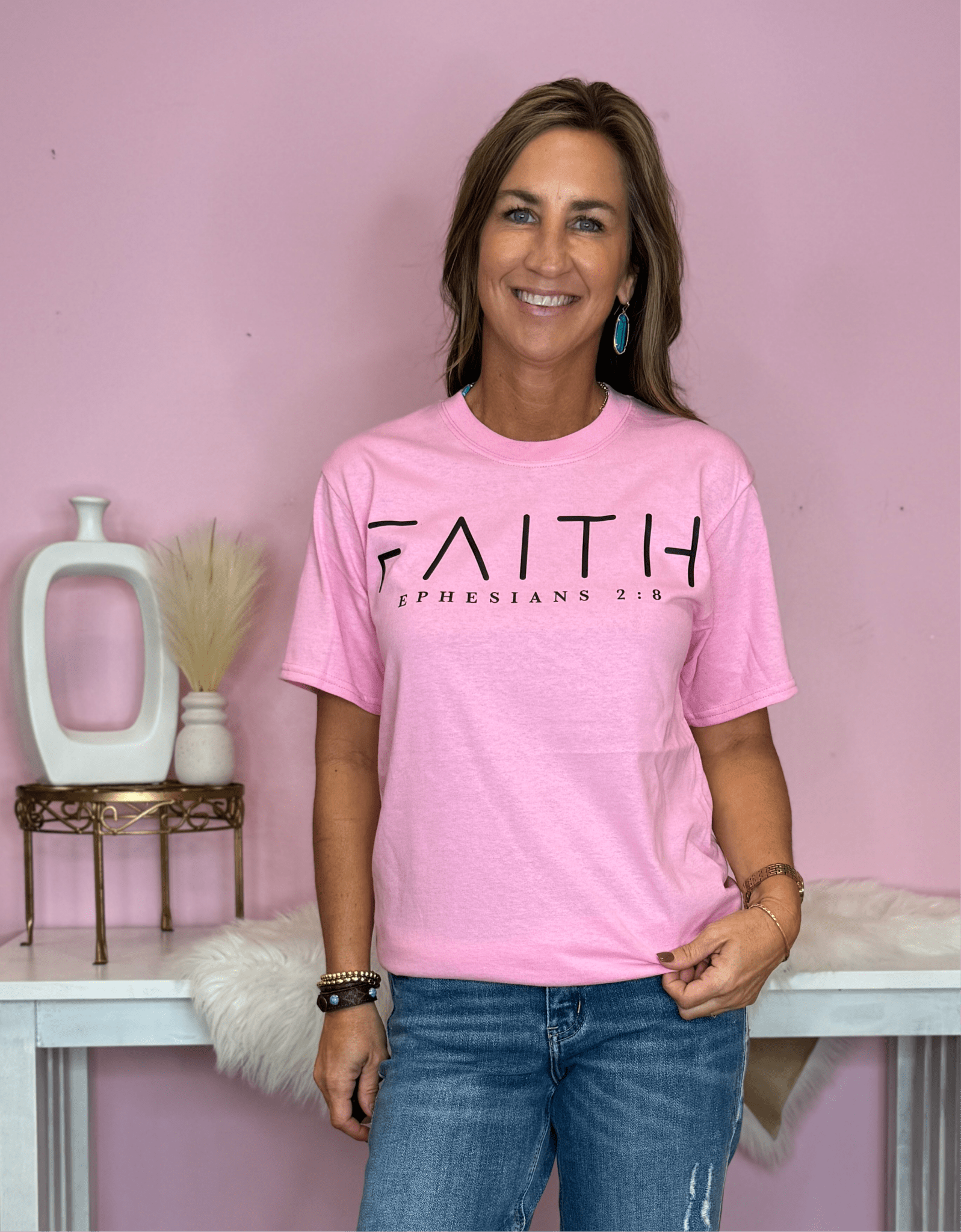 Faith Soft Pink Short Sleeve Graphic Tee - Jessi Jayne Boutique