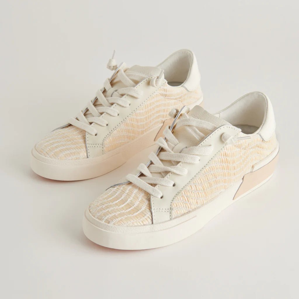 Dolce Vita Bone Raffia Zina Leather Sneakers - Jessi Jayne Boutique