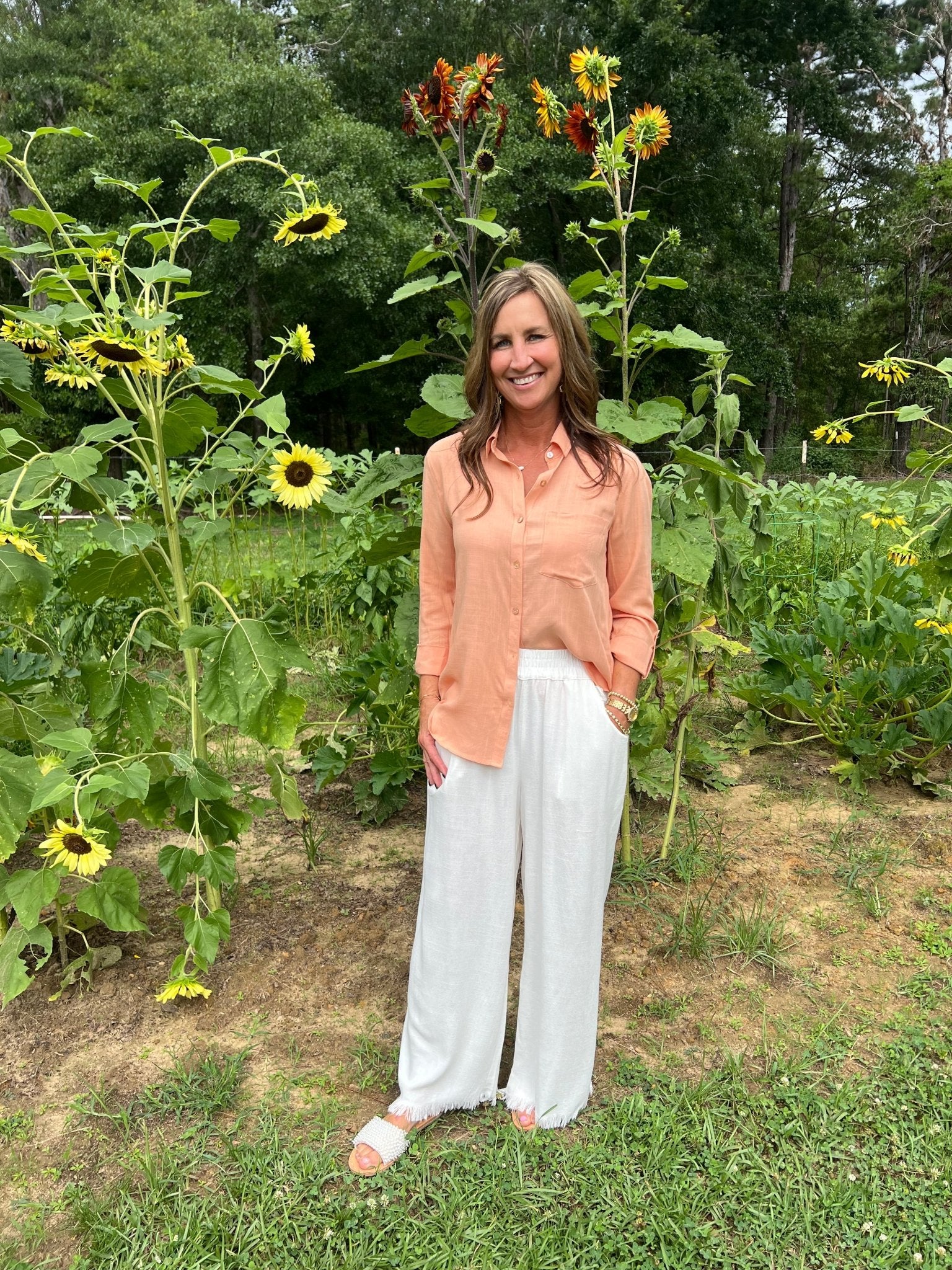 No Excuse White Linen Blend Elastic Waist Wide Leg Pants - Jessi Jayne Boutique