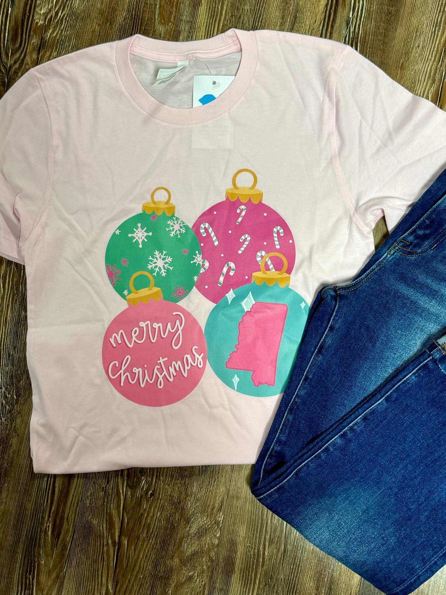 Pastel Ornaments Pink Short Sleeve Graphic Tee - Jessi Jayne Boutique