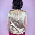 Never Want To Stop Taupe Shimmer Cowl Neck Sleeveless Lurex Top - Jessi Jayne Boutique