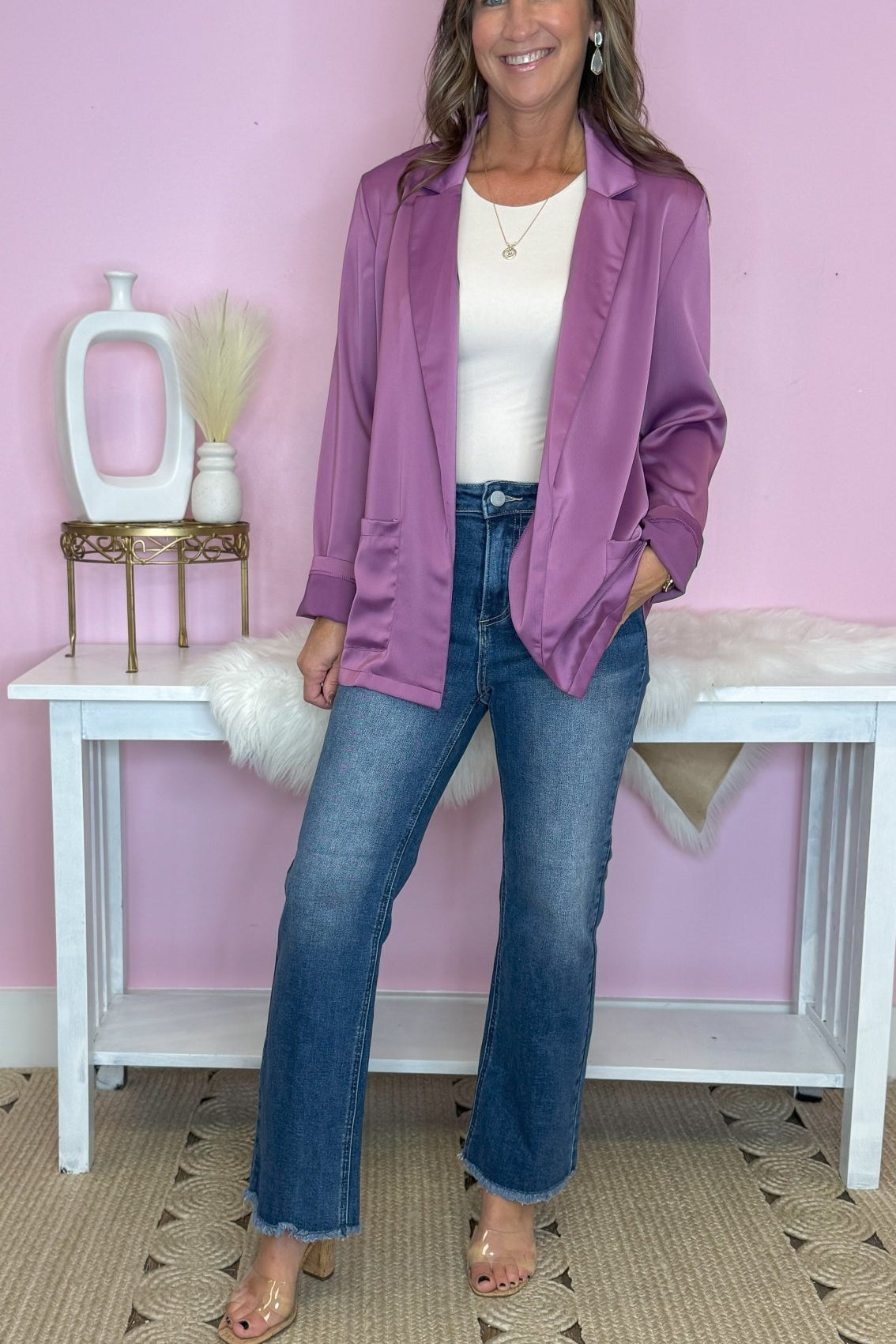 The New You Satin Blazer - Jessi Jayne Boutique