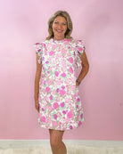 Garden Party Off White Pink Rosy Floral Dress - Jessi Jayne Boutique