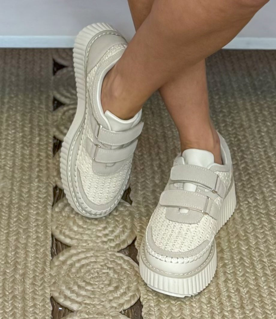 Sweet Cream Crotchet Velcro Platform Sneaker - Jessi Jayne Boutique