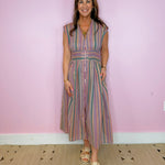Cross My Mind Striped Zip Front Midi Dress - Jessi Jayne Boutique