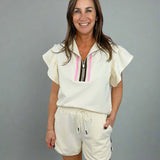 Sporty Chic Ruffle Sleeve Shorts Set - Jessi Jayne Boutique