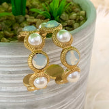 Willow Gold Heavy Pearl & Blue Stone Earrings - Jessi Jayne Boutique