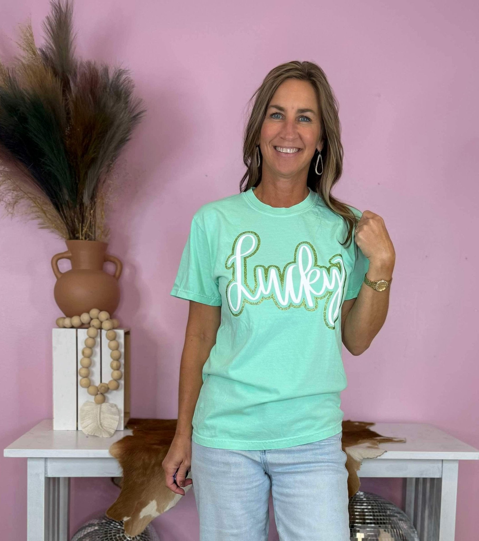 Lucky Mint Short Sleeve Graphic Tee - Jessi Jayne Boutique