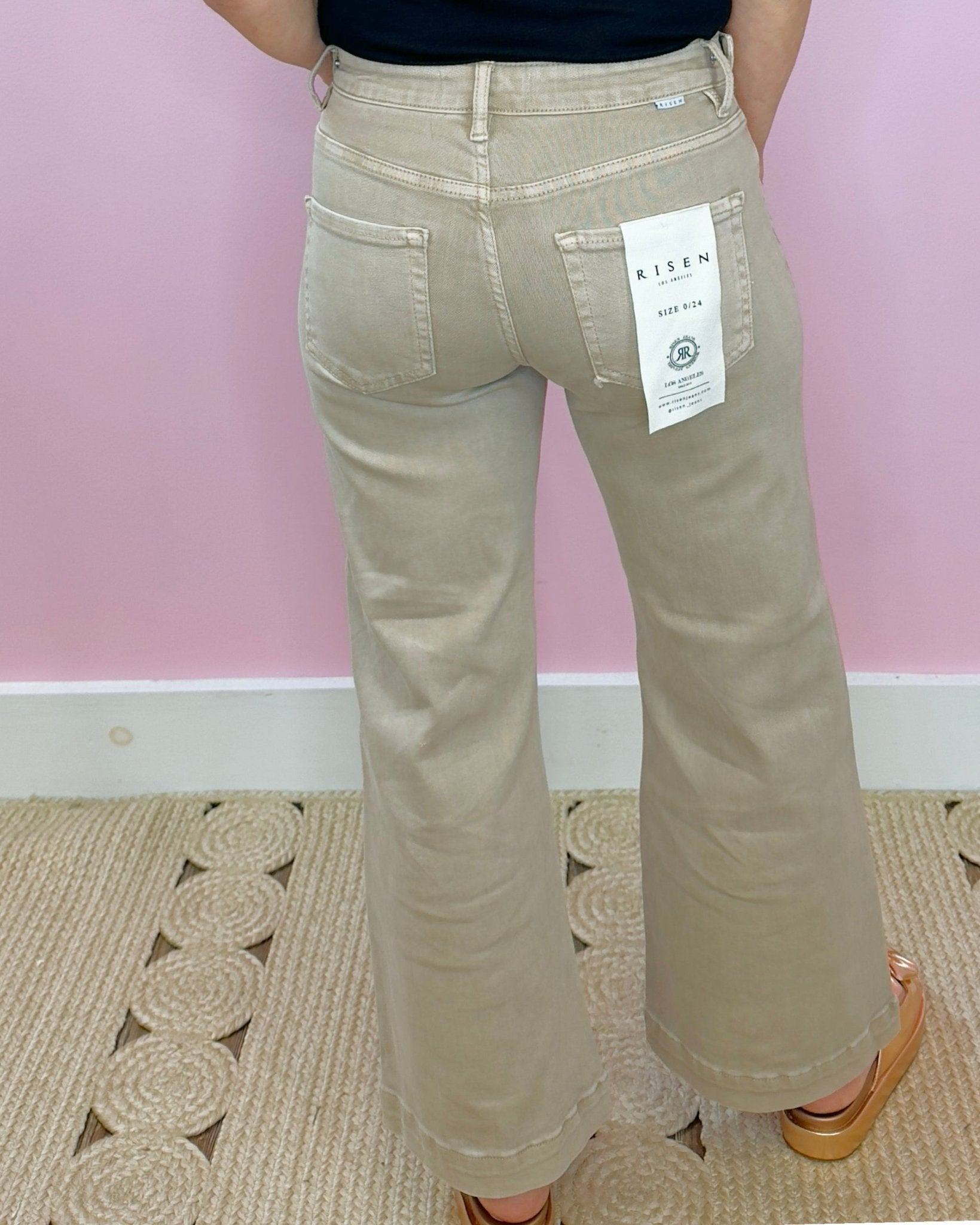 Taupe Babe Tummy - Control Wide - Leg Crop Risen Jeans - Jessi Jayne Boutique