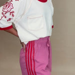 Side Stripe Lace Trim Activewear Shorts - Jessi Jayne Boutique