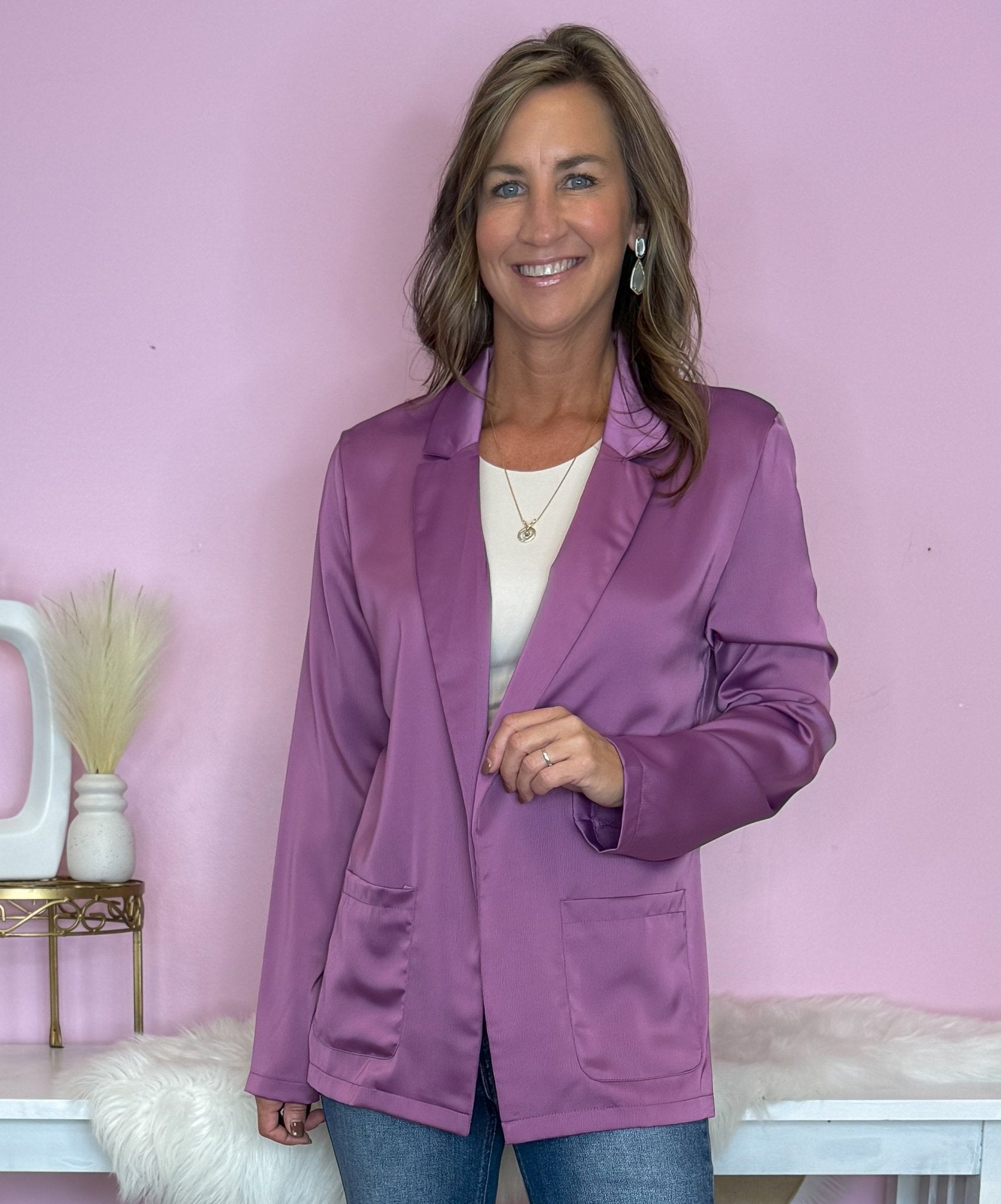 The New You Satin Blazer - Jessi Jayne Boutique
