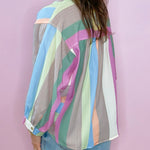 Pastel Dream Striped Oversized Button - Down Shirt - Jessi Jayne Boutique
