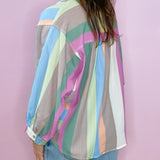 Pastel Dream Striped Oversized Button - Down Shirt - Jessi Jayne Boutique