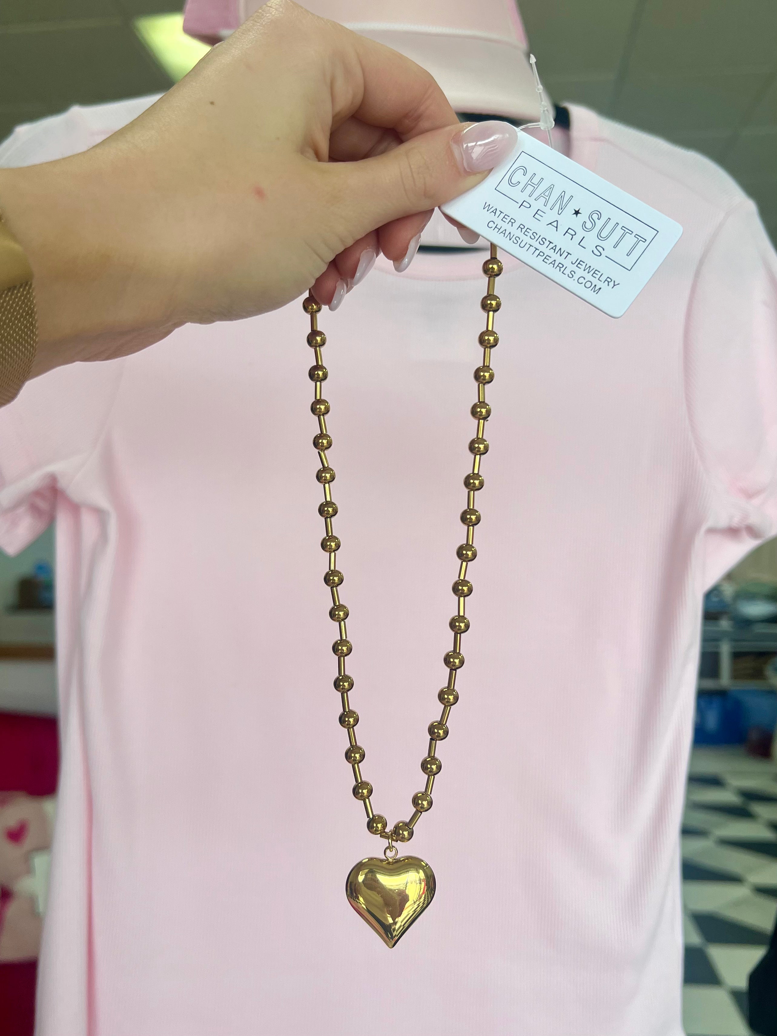 Gold Small Bubble Heart Necklace - Jessi Jayne Boutique
