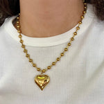 Gold Small Bubble Heart Necklace - Jessi Jayne Boutique