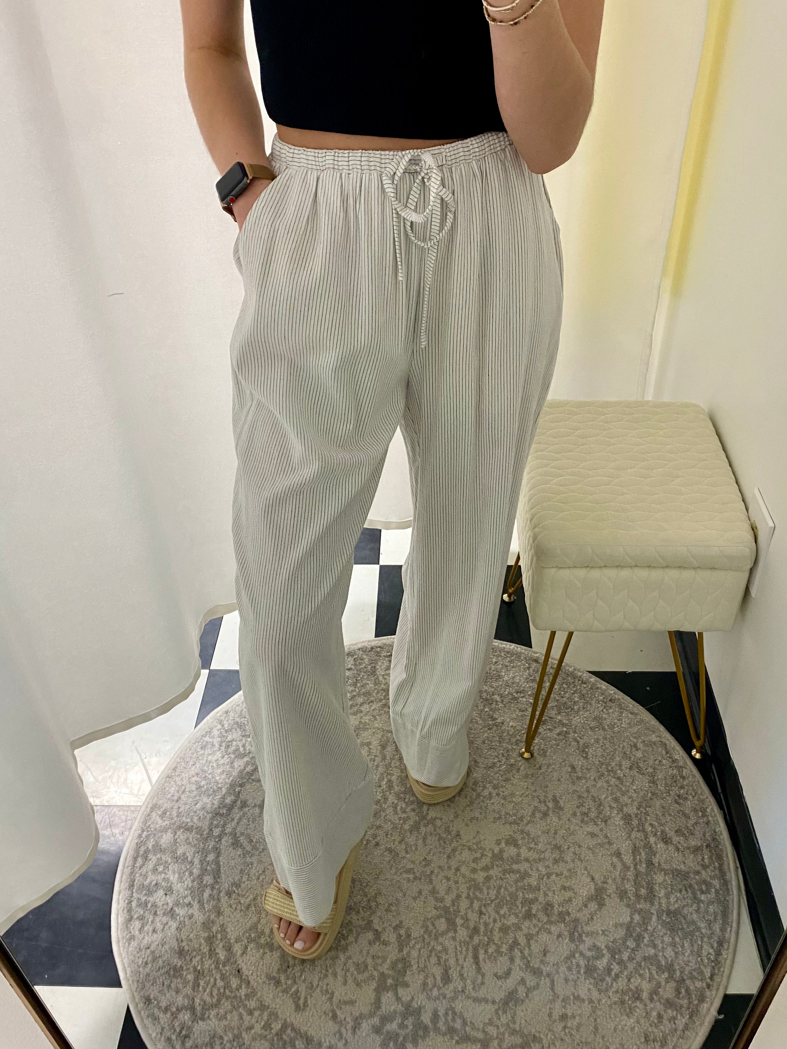 Coastal Breeze Black Striped Pants - Jessi Jayne Boutique