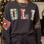 Holly Jolly Patch Charcoal Sweatshirt - Jessi Jayne Boutique